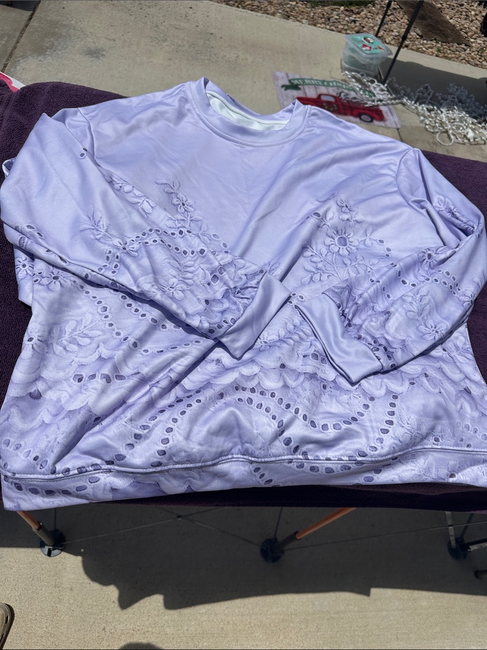 Lavender Floral Eyelet Sweatshirt